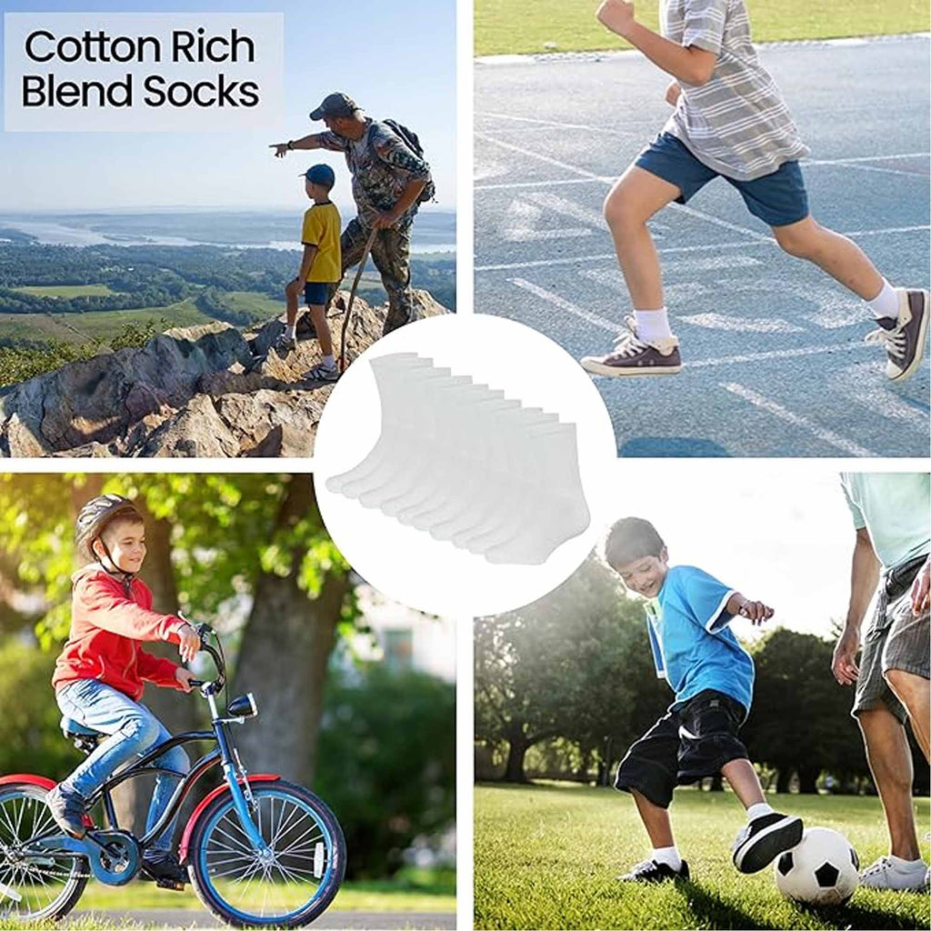 Sock Stack Kids Athletic Socks Pack of 10 Pairs Cushioned Breathable Moisture-Wicking
