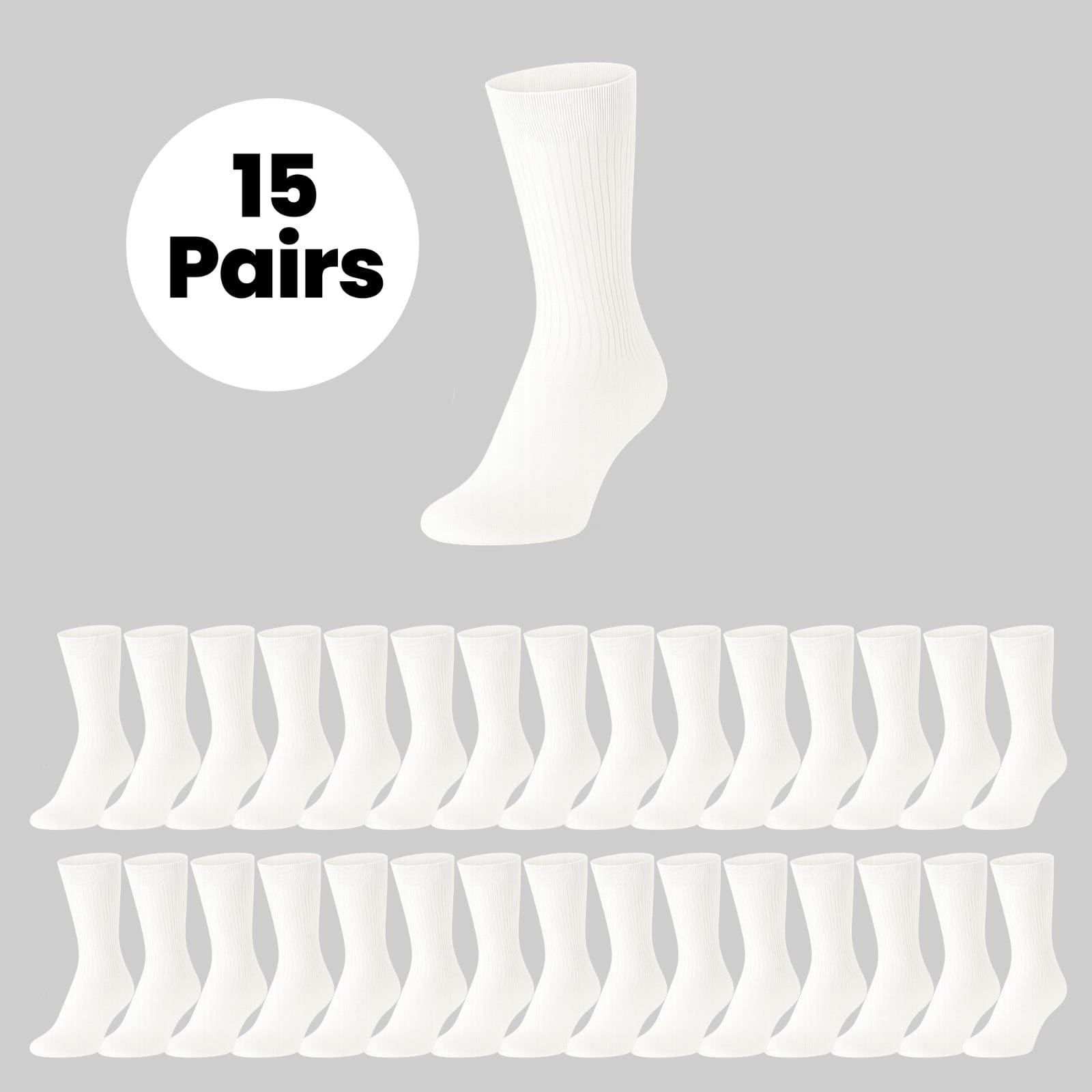 Sock Stack Mens Cotton Rich Performance Sport Socks 15 Pairs UK 6-11 Black Grey White Comfort Cuff Everyday Wear