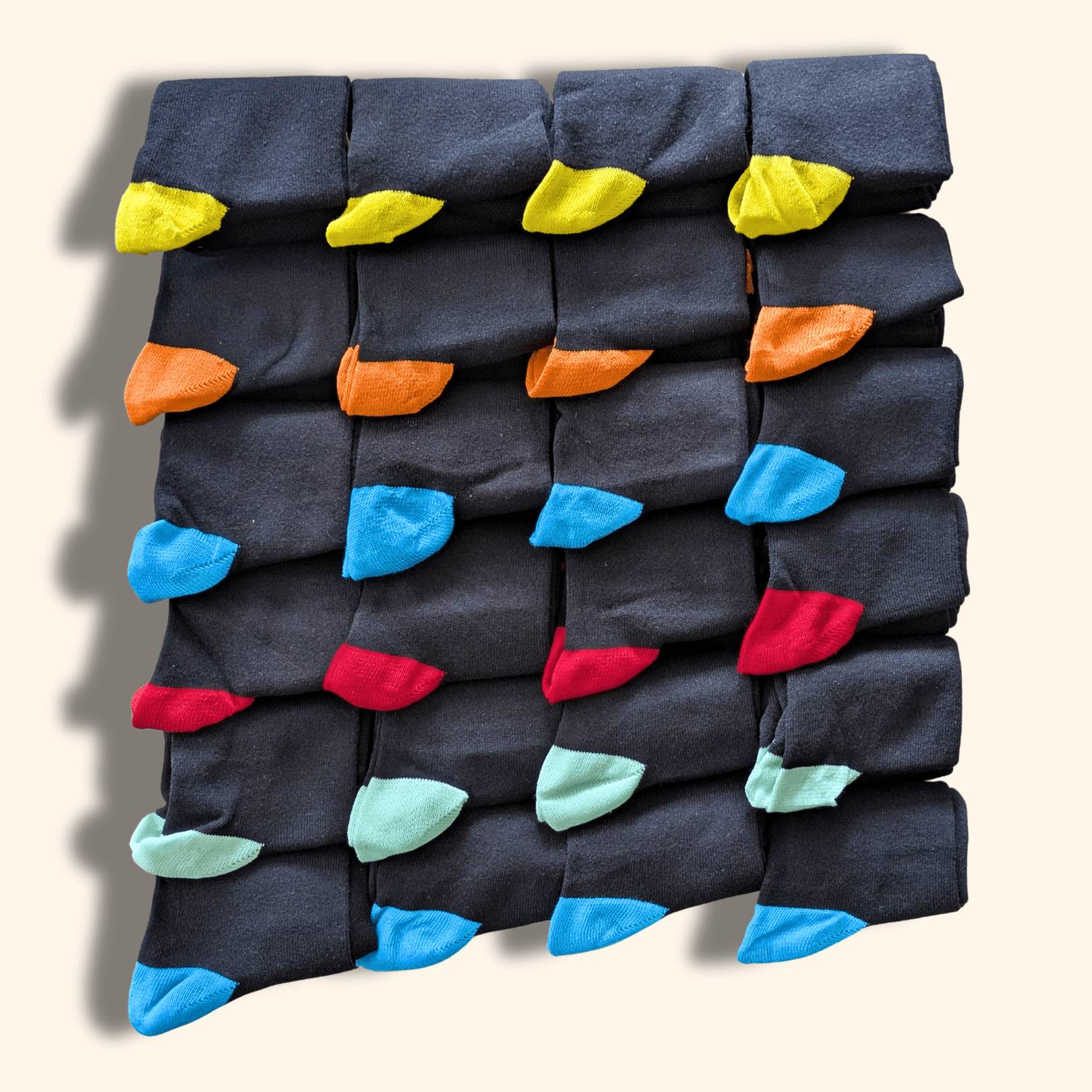 Sock Stack 24 Pairs Men's Cotton Colourful Heel Toe Black Argyle Diamond Easycare