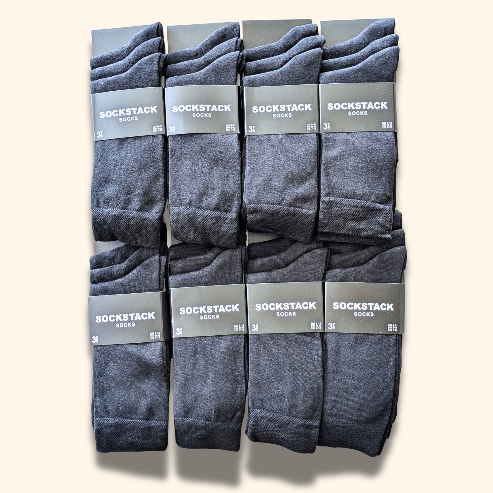 Sock Stack 24 Pairs Men's Cotton Colourful Heel Toe Black Argyle Diamond Easycare