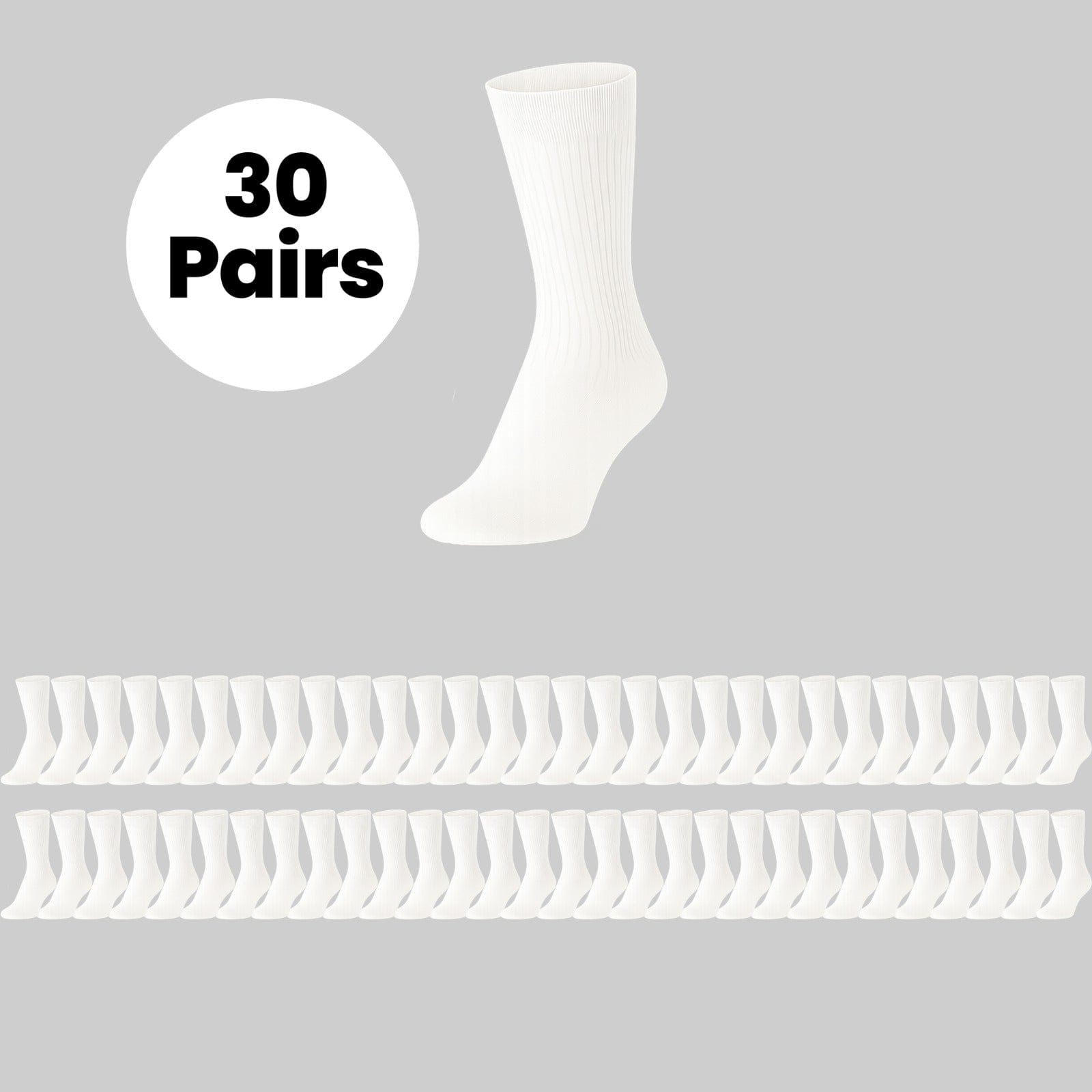 Sock Stack 30 Pairs Mens Cotton Rich Performance Sport Socks UK 6-11 Black Grey White Reinforced Heel Toe Multipack Value