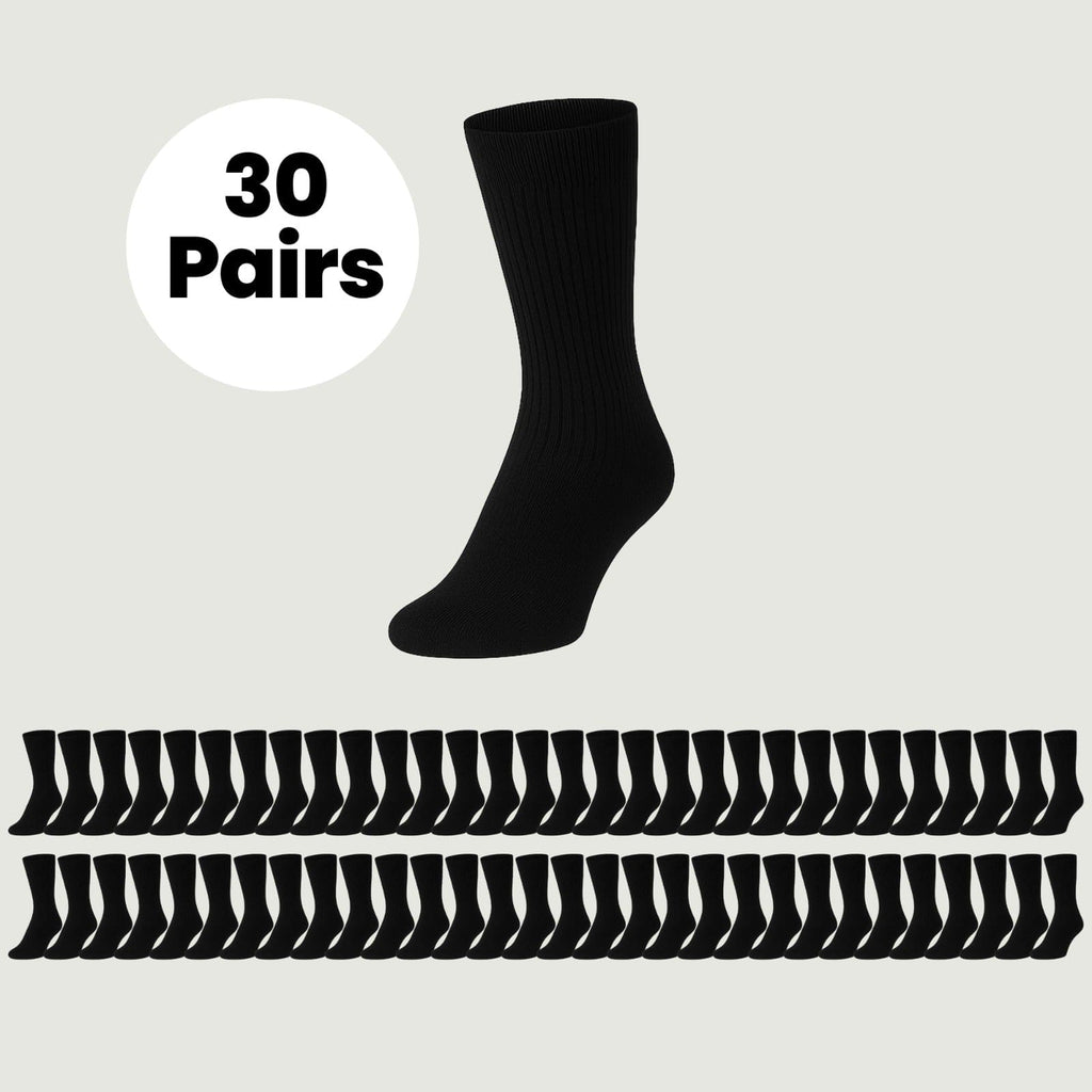 Sock Stack 30 Pairs Mens Cotton Rich Performance Sport Socks UK 6-11 Black Grey White Reinforced Heel Toe Multipack Value