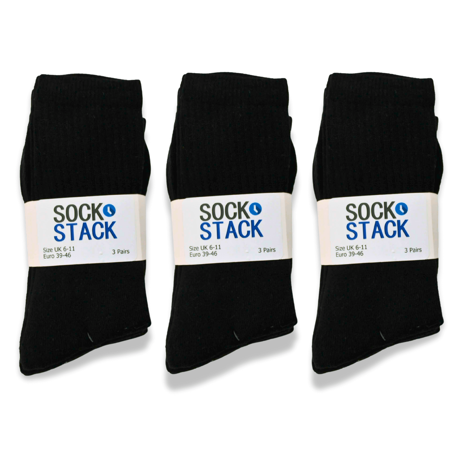 Sock Stack Mens Cotton Rich Performance Sport Socks 15 Pairs UK 6-11 Black Grey White Comfort Cuff Everyday Wear