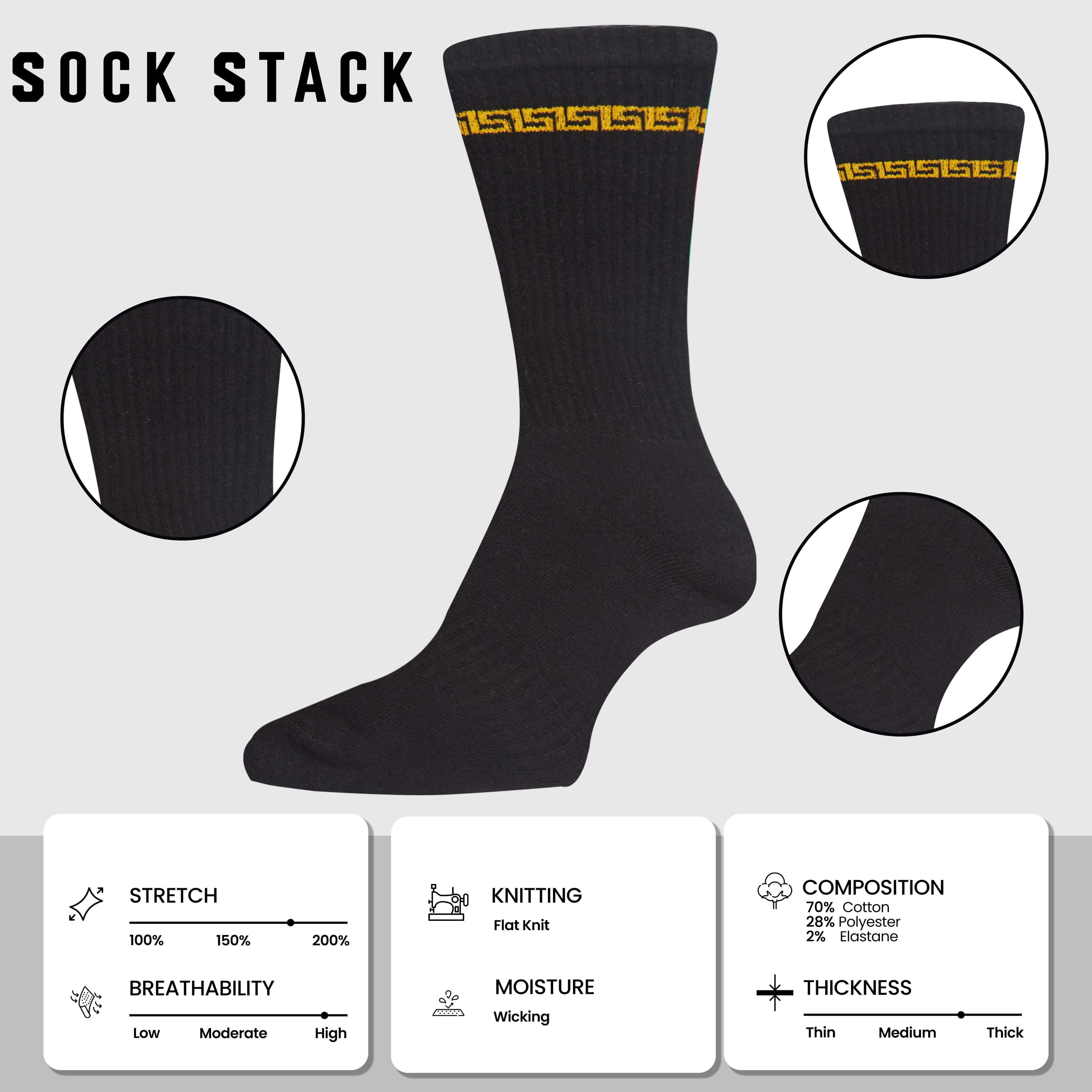 Sock Stack 5 Pack Men's Sparta Greek Design Sport Socks Cotton Durable Blend For Sports