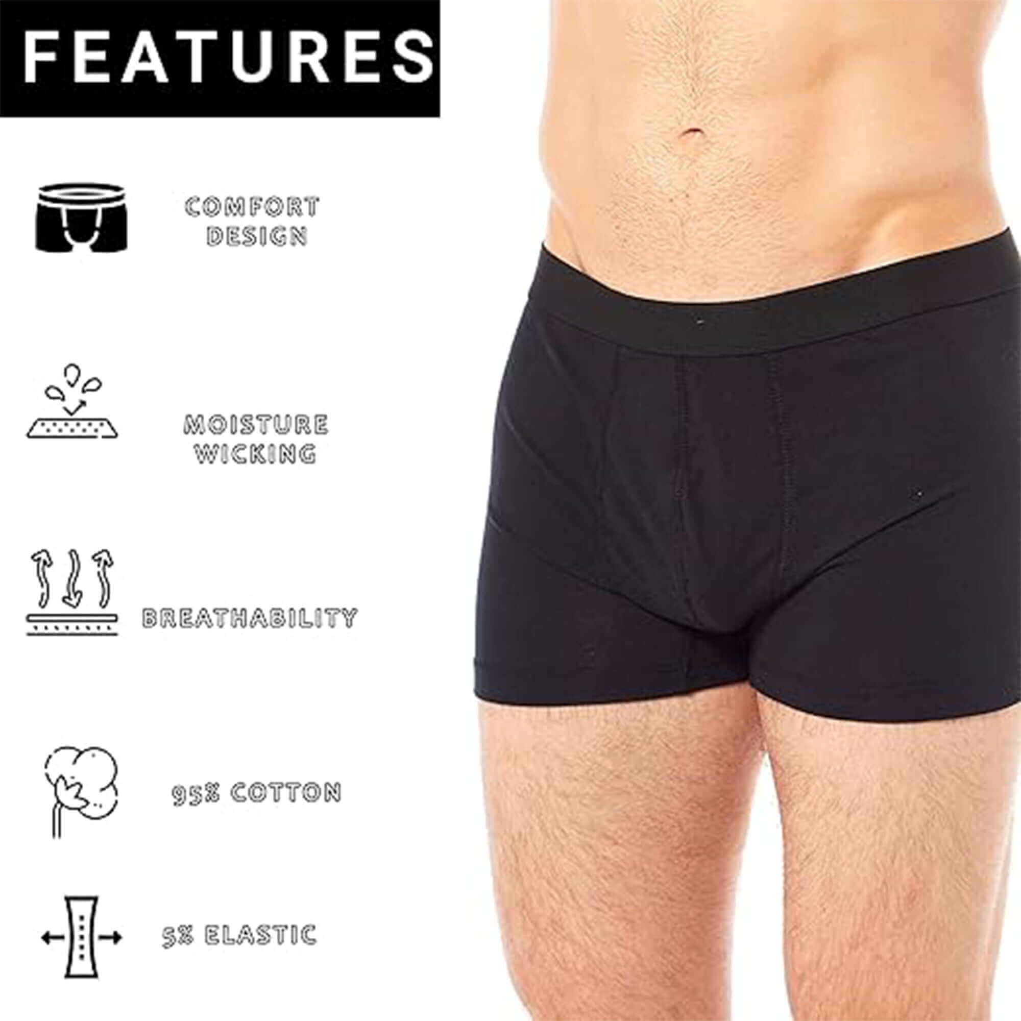 Sock Stack MB04 6 Pack Assorted Cotton Stretch Boxer Shorts for Men Black Navy Grey Cotton Rich Soft Waistband Comfort