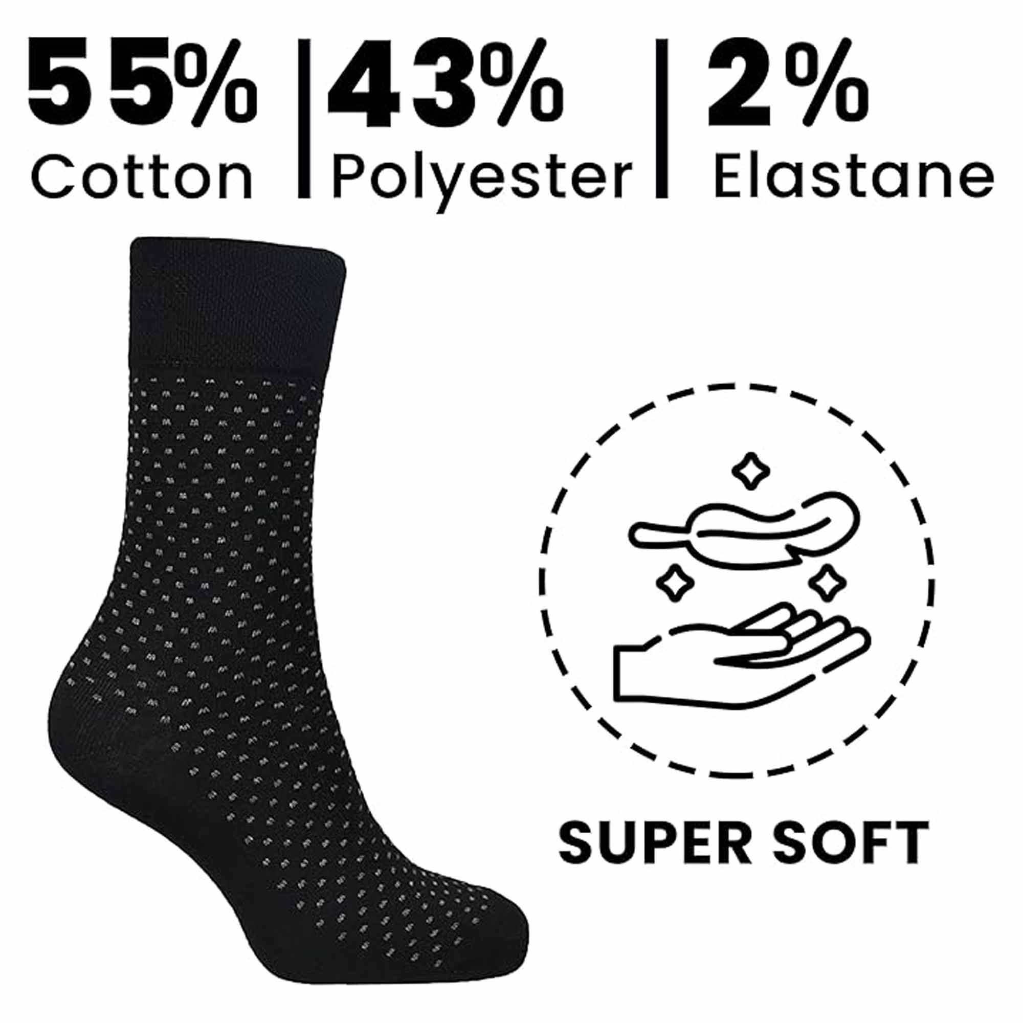 Sock Stack Mens Diabetic Non Elastic Cotton Socks 6 Pairs Size 6-11 Black Reinforced Heel Toe Multipack Value
