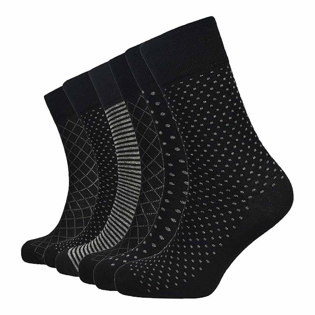 Sock Stack Mens Diabetic Non Elastic Cotton Socks 6 Pairs Size 6-11 Black Reinforced Heel Toe Multipack Value