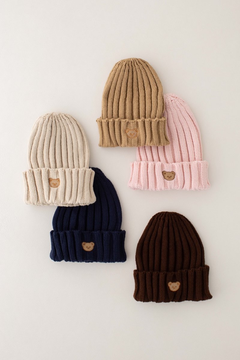 Knitted Bear Beanie Hats Multiple Colours