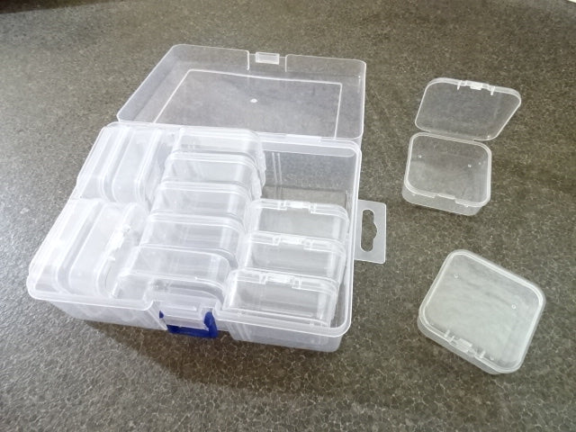 Clear Plastic Storage Box with 14 Single Boxes Inside