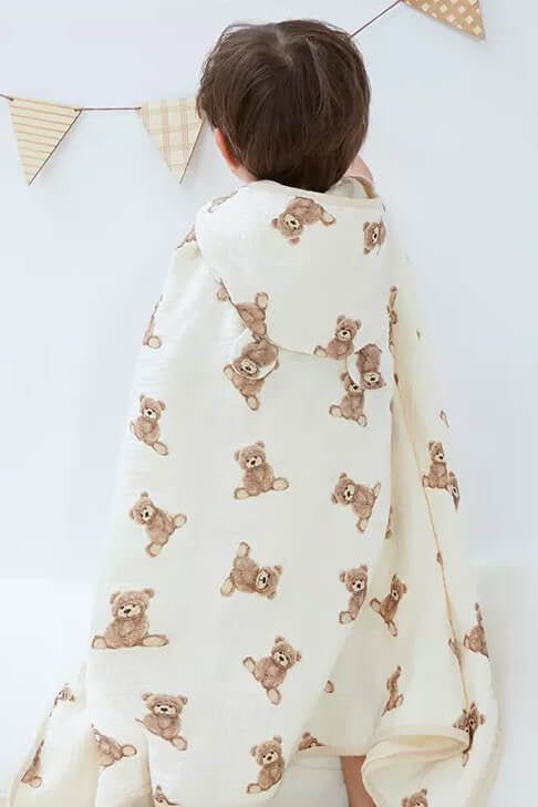 Baby Bear Hooded Bath Towel Receiving Blanket