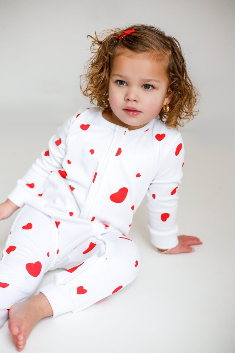 Love Heart Bamboo & Organic Cotton Zip Sleepsuit One Piece