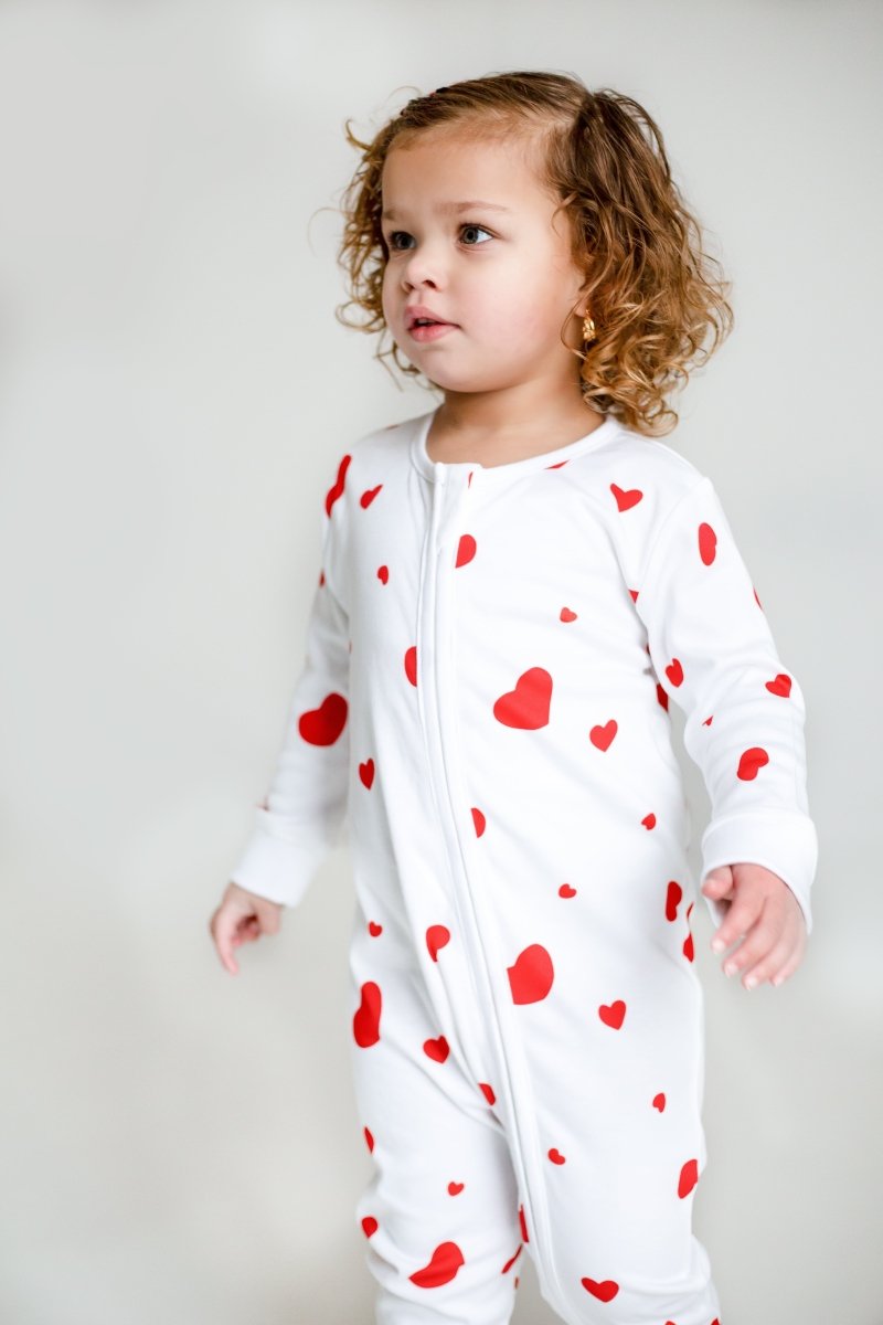 Love Heart Bamboo & Organic Cotton Zip Sleepsuit One Piece