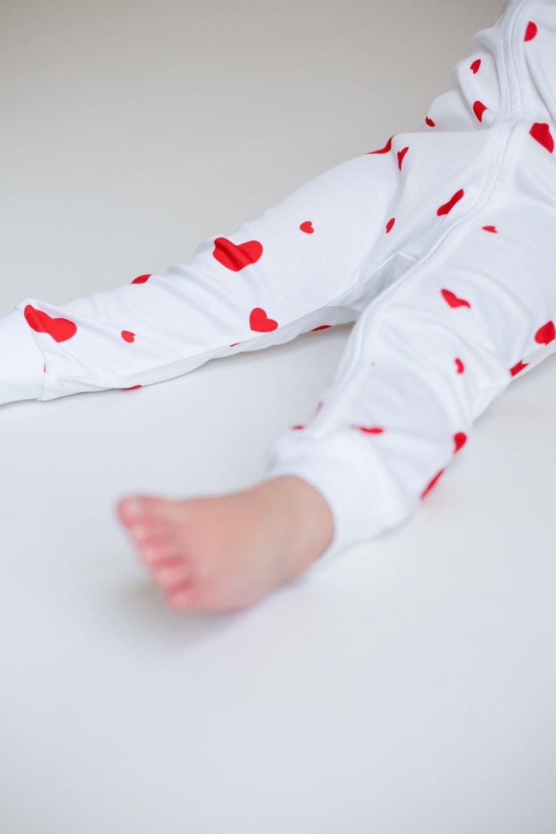 Love Heart Bamboo & Organic Cotton Zip Sleepsuit One Piece