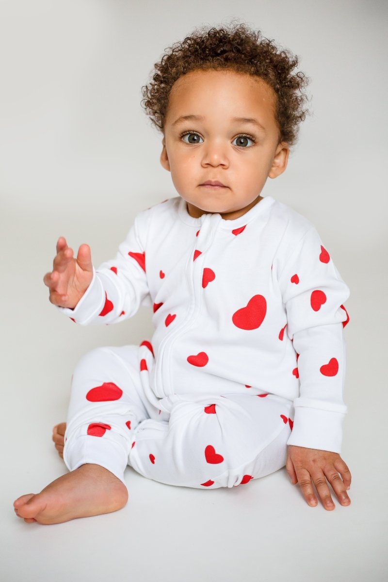 Love Heart Bamboo & Organic Cotton Zip Sleepsuit One Piece