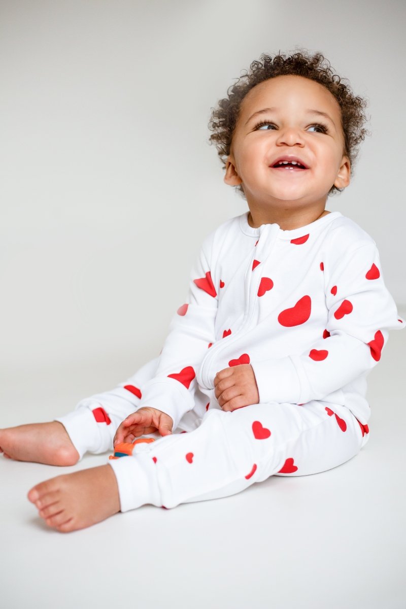 Love Heart Bamboo & Organic Cotton Zip Sleepsuit One Piece