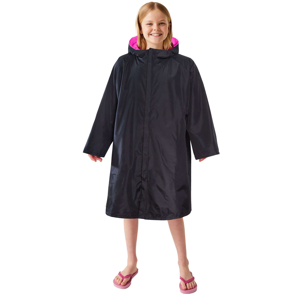 Heatwave Thermalwear Changing Robe Kids Unisex Hooded Coat Black Pink Windproof Winter Warm Brushed Base Layer