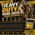 Sock Stack Mens Heavy Duty Work Socks 24 Pairs Cushion Sole Reinforced Toe And Heel Black Comfort Cuff Breathable Everyday